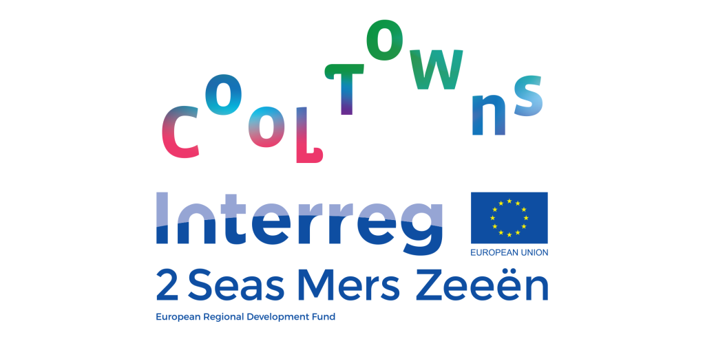 Logo Cool Towns + Interreg 2 Seas Mers Zeeën European Regional Development Fund + logo European Union