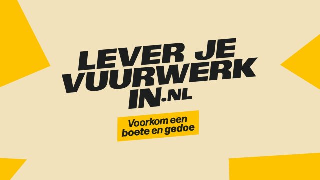 Banner met tekst lever je vuurwerk in.nl voorkom een boete en gedoe
