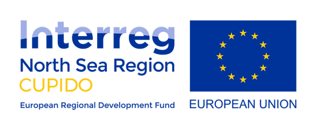 Logo Interreg North Sea Region CUPIDO European Regional Development Fund + logo European Union