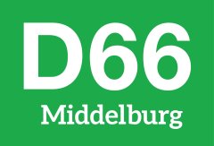 Het logo van D66 Middelburg