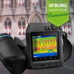 Promotieafbeelding warmtescan met in de rechter bovenhoek de slogan M'burg gaat voor Duurzaam