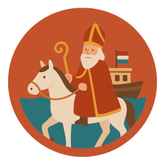 plaatje van Sinterklaas op zijn paard