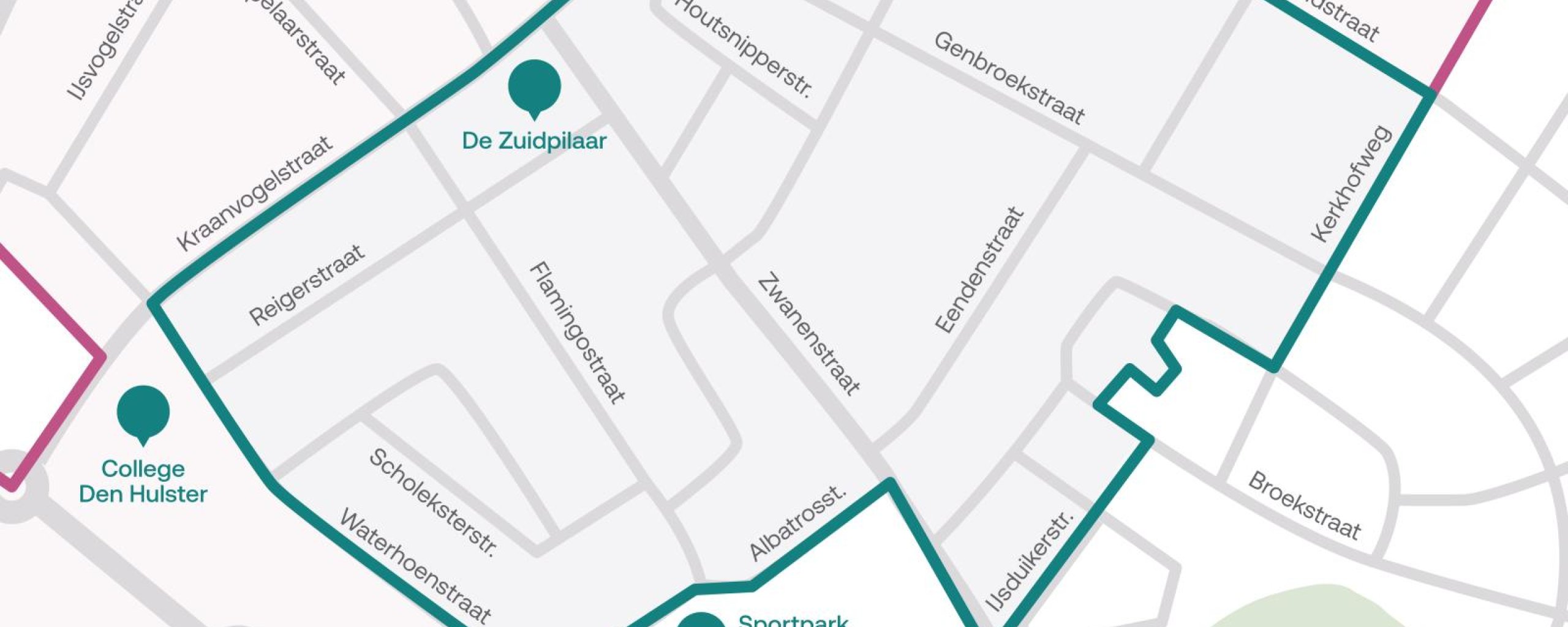 Plattegrond van fase 1 projectgebied warmtenet Venlo-Zuid