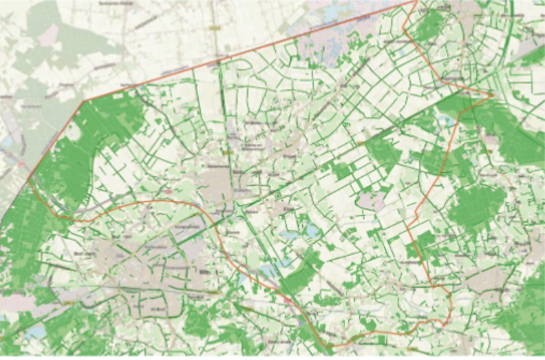 Afbeelding Groenstructuren: bossen en boomsingels (bron: Atlas van Limburg, Provincie Limburg)