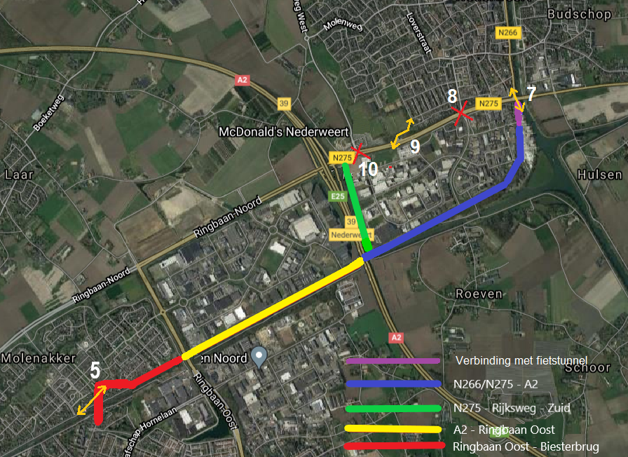 kaartje met routes