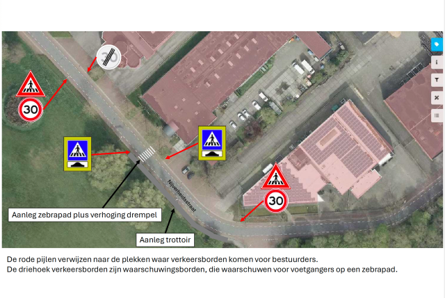 Situatietekening verkeersmaatregelen Nijverheidsstraat