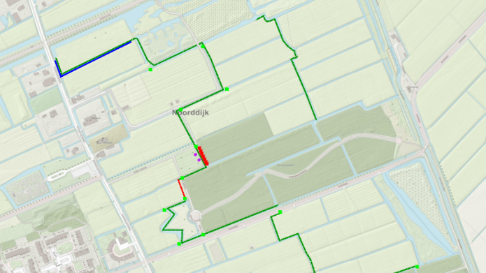 Kaart met locatie van werkzaamheden Noorddijk