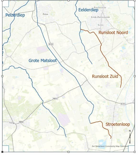 Kaartje Runsloot en Stroetenloop ; kun je om een of ander reden de kaart niet lezen stuur een email naar info@noorderzijlvest.nl