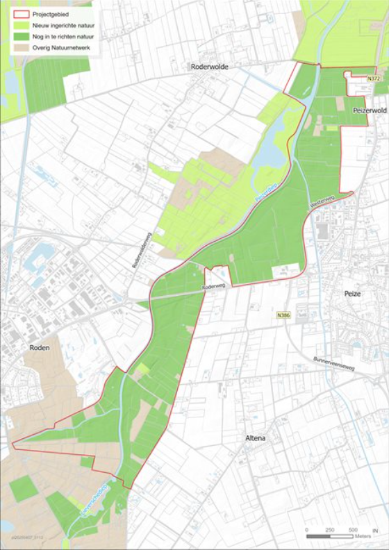 Projectgebied Peizerdiep, mocht je om een of andere reden de kaart niet kunnen lezen neem dan contact op met het waterschap