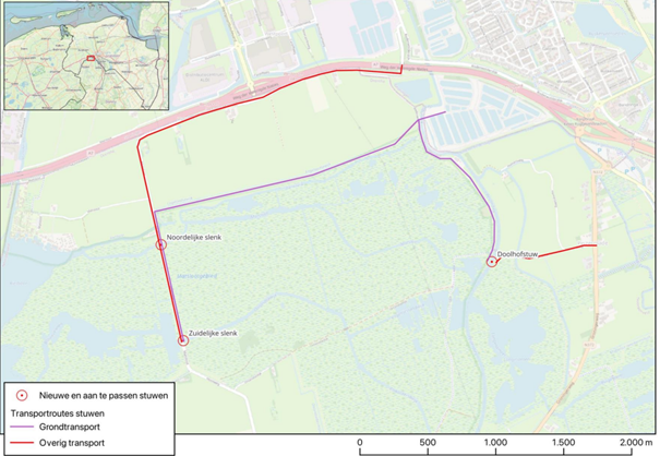 Transportroutes Nieuwe aan te passen stuwen