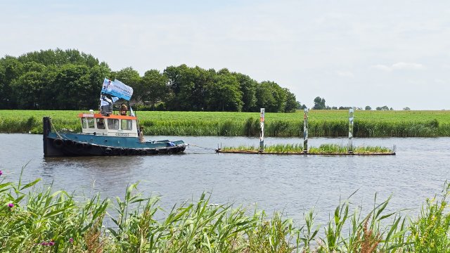 Foto van het natuurinclusieve eiland met spiegelpilaren