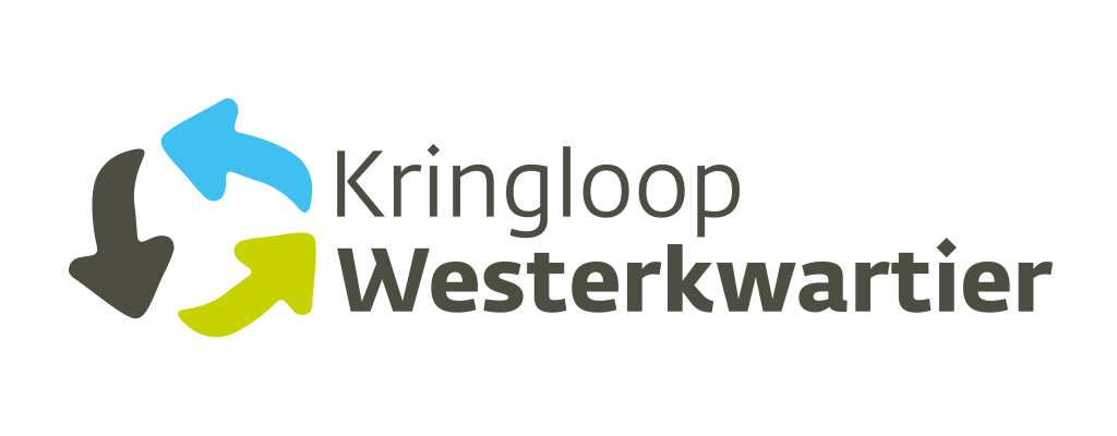Drie pijlen in een cirkel met daarnaast de tekst Kringloop Westerkwartier