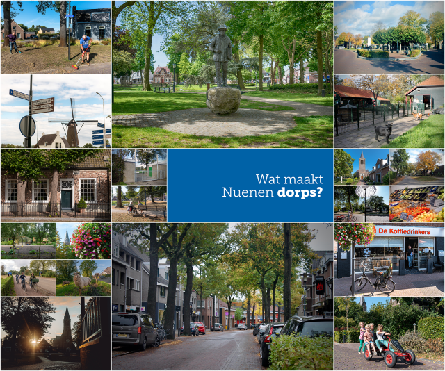 Wat maakt Nuenen dorps? Je ziet diverse foto's van Nuenen, waarvan Het Park en De Parkstraat in Nuenen het grootst staan afgebeeld. 