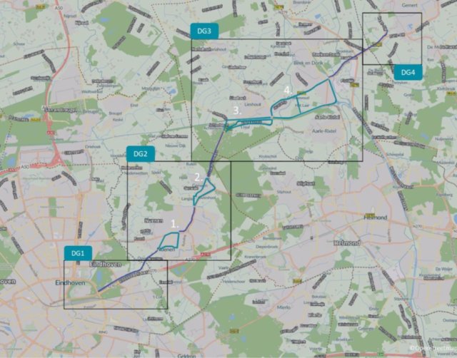 Tracé snelfietsroute Eindhoven - Gemert door Nuenen