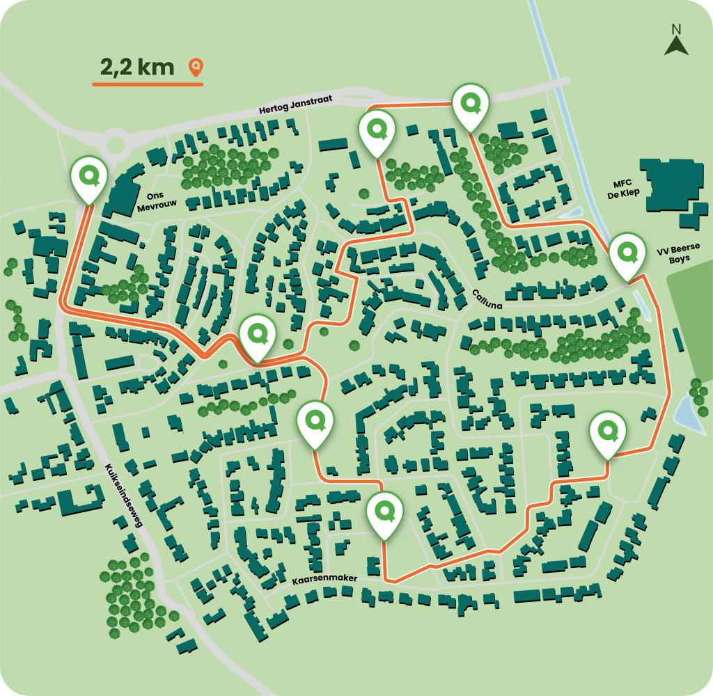 Plattegrond QR-FIT Beweegroute Middelbeers 