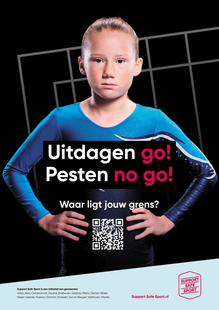 Support Safe Sport meisje: UItdagen Go ! Pesten No Go !