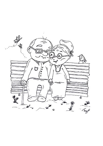 Tekening Opa & Oma Bankje