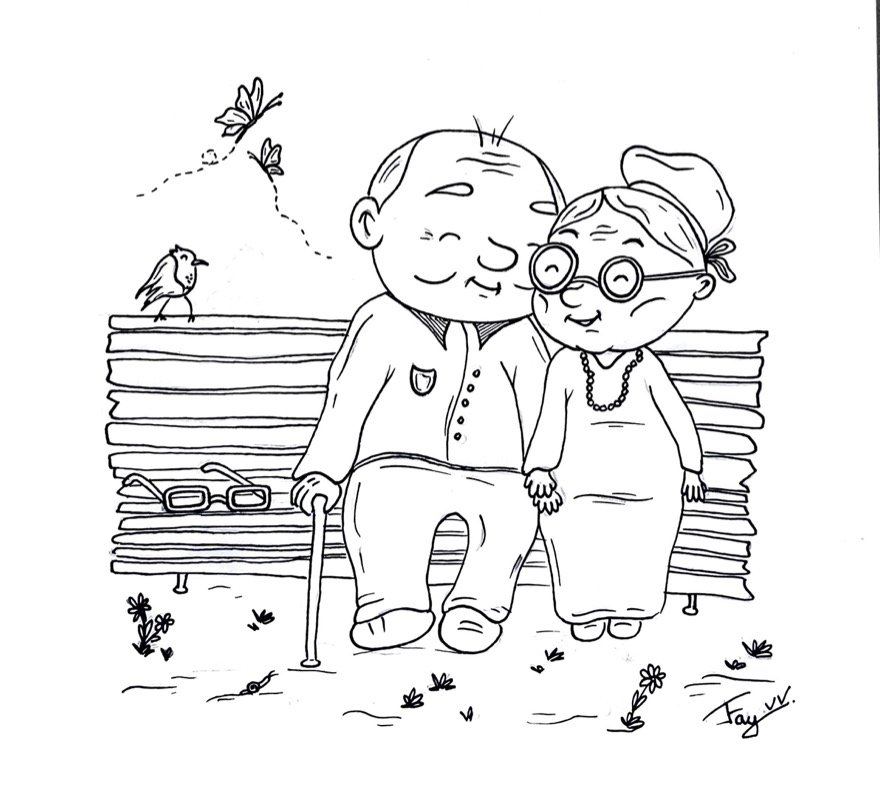Tekening Opa & Oma Bankje