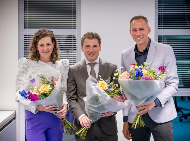 Wethouders Claud Leermakers (VVD), Joep van de Ven (CDA) en Paul van den Biggelaar (De Gewone Man) 