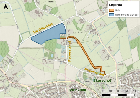 Overzicht plangebied waterberging Gijzelaar