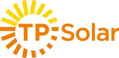 Logo met zonnetje en tekst TP Solar