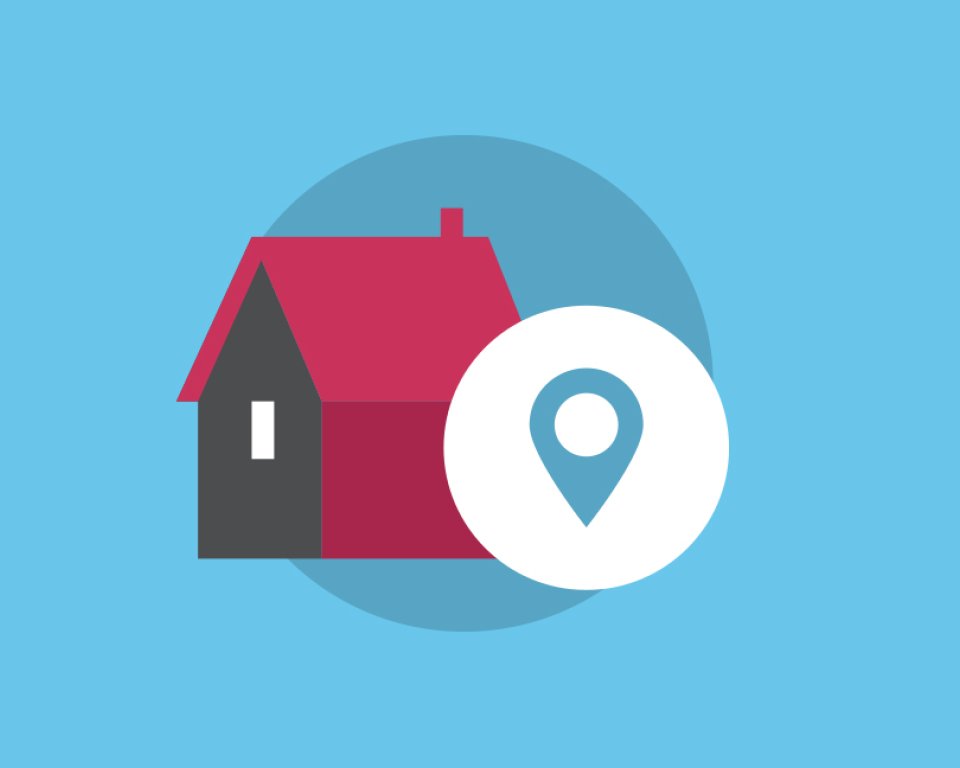 Bij u in de buurt huis met locatie icoon
