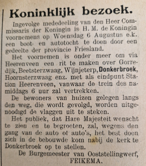 Stukje krant uit 1913 Ooststellingwerver