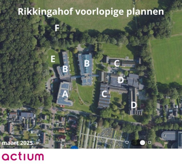 Overzichtskaart voorlopige plannen gebied Rikkingahof Oosterwolde
