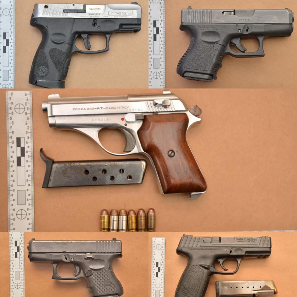 Five of the six confiscated guns