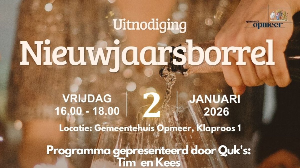 Nieuwjaarsborrel op vrijdag 2 januari