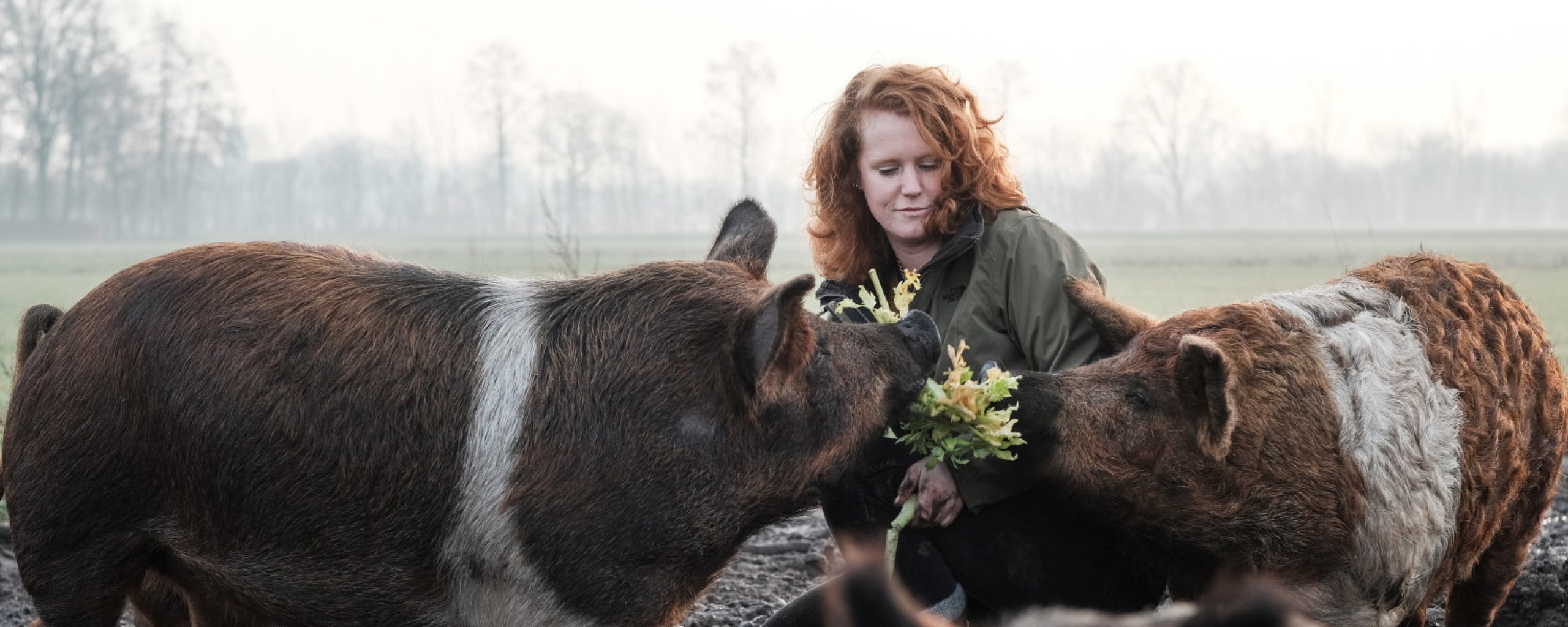 Inge Vleemingh van De Goed Gevulde met drie varkens