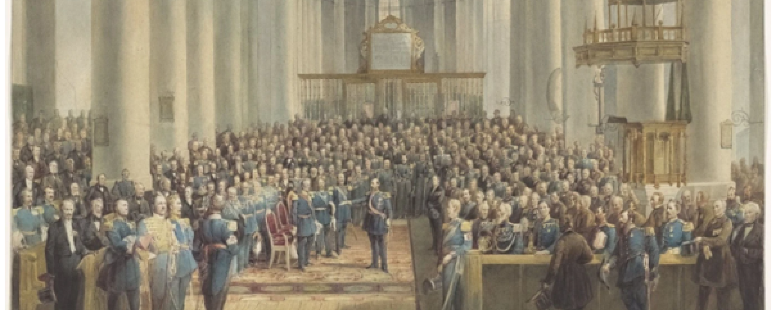 Op dit skilderij is Prins Frederik de earste dy't it sulveren betinkingskrús op him spjelde hat. De ferdieling wie basearre op rang en sosjale status. 