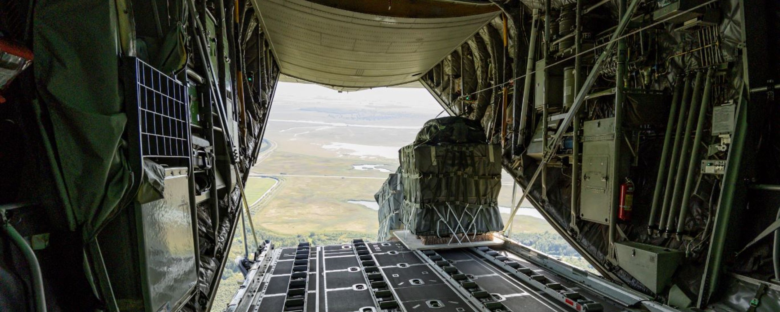 Plane drops cargo