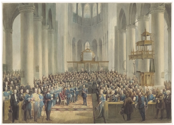 Op dit skilderij is Prins Frederik de earste dy't it sulveren betinkingskrús op him spjelde hat. De ferdieling wie basearre op rang en sosjale status. 
