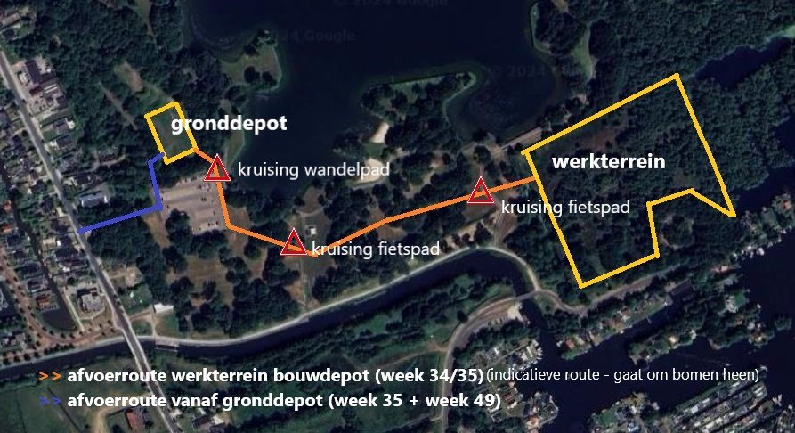 Oude Badweg met route, uitleg van de route is boven het plaatje beschreven