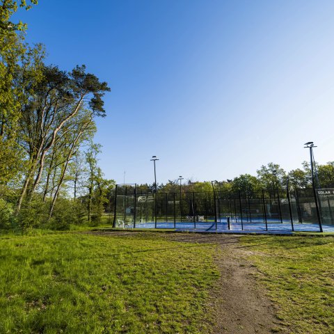 padelbaan in groene omgeving