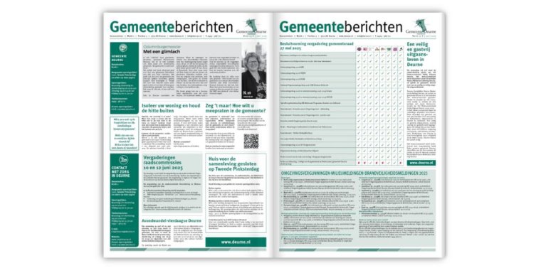 Screenshot van de gemeenteberichten in het weekblad van Deurne