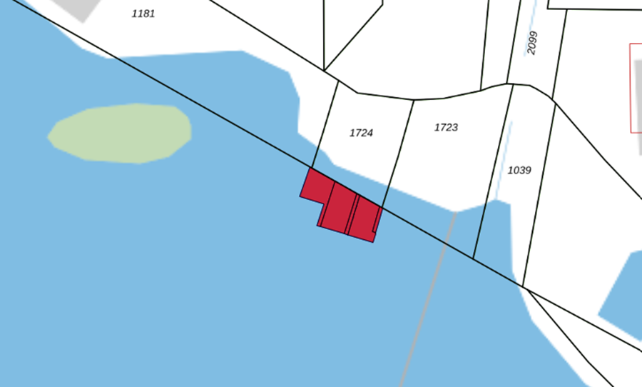 Bovenaanzicht van het aangeboden perceel.