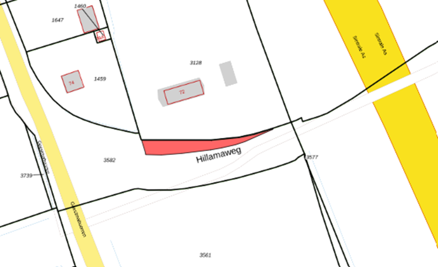 Bovenaanzicht van het aangeboden perceel.