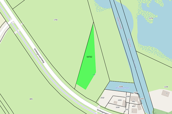 Bovenaanzicht van het aangeboden perceel.