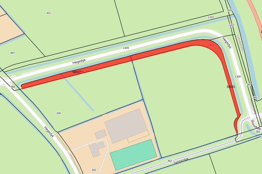 Bovenaanzicht van van de aangeboden percelen.