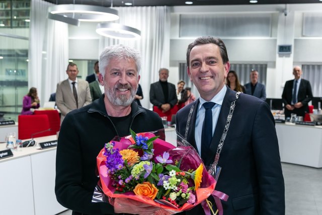Fred Jasper en burgemeester Michel Bezuijen