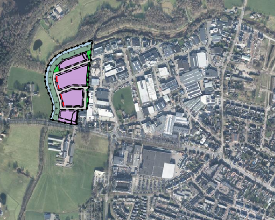 luchtfoto van Renswoude met groot overeem ingetekend