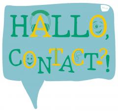 tekstballon met daarin: hallo contact