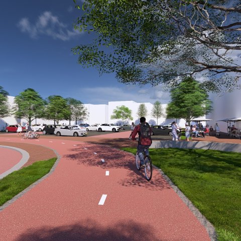 Visualisatie aanzicht fietser Markt