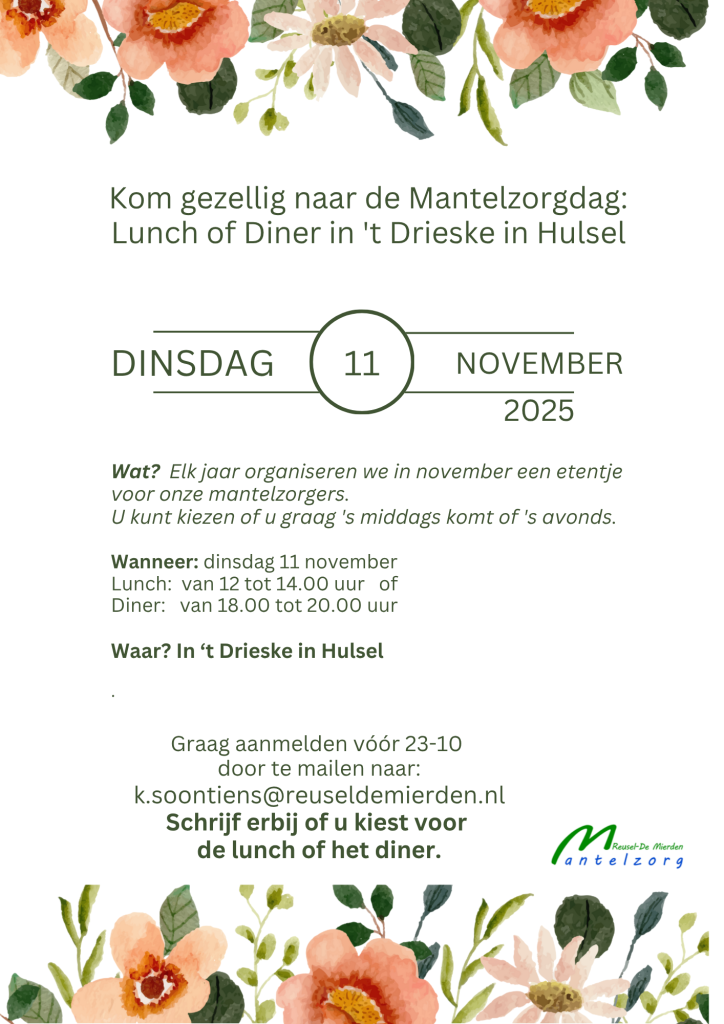 flyer van de mantelzorgdag op 11 november