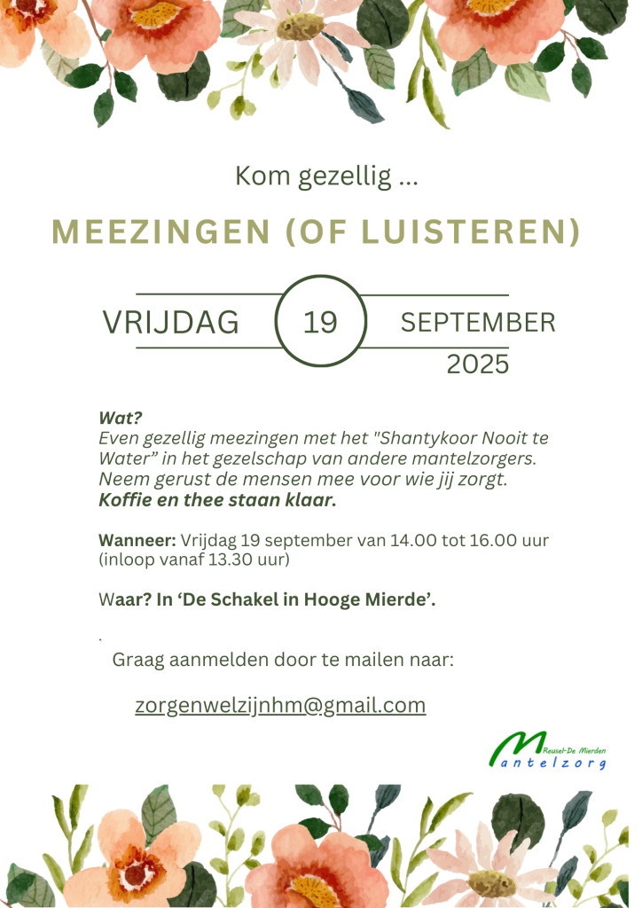 afbeelding van de flyer van de meezingmiddag