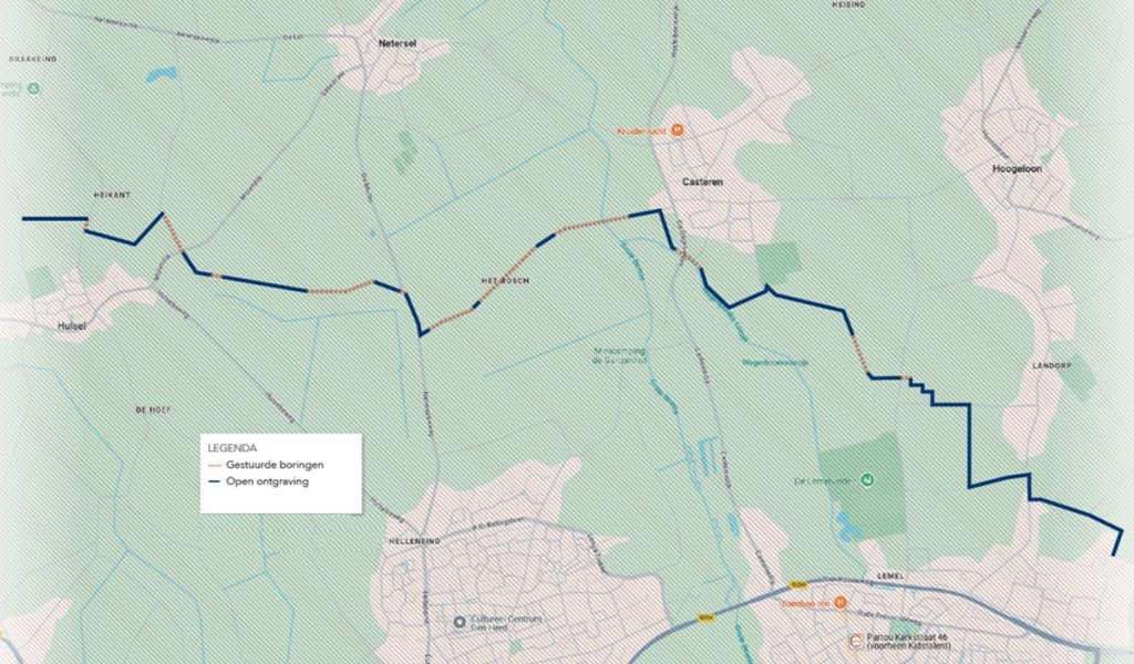 Overzichtkaart kabelwerkzaamheden Enexis electriciteitsnetwerk