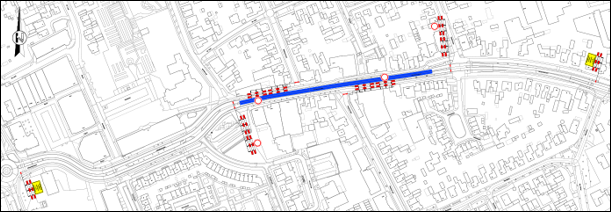 afbeelding van een plattegrond met de omleidingsroute voor het verkeer tijdens de kermis
