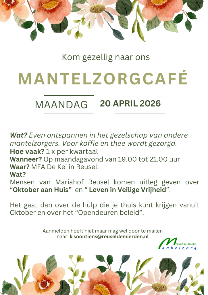 afbeelding van de flyer van het mantelzorgcafé